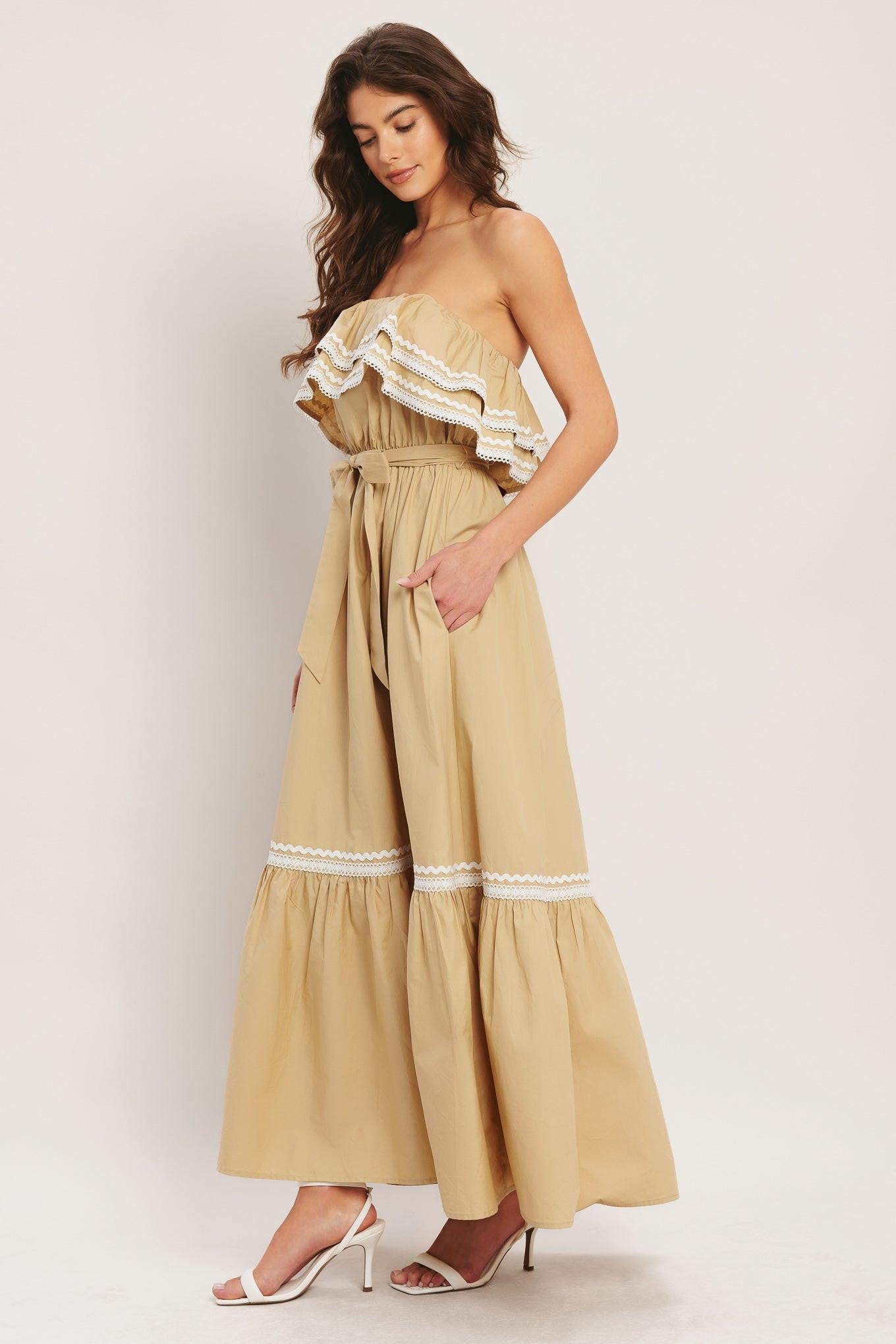 GOLDEN DUNE WOVEN ANKLE DRESS Flying Tomato