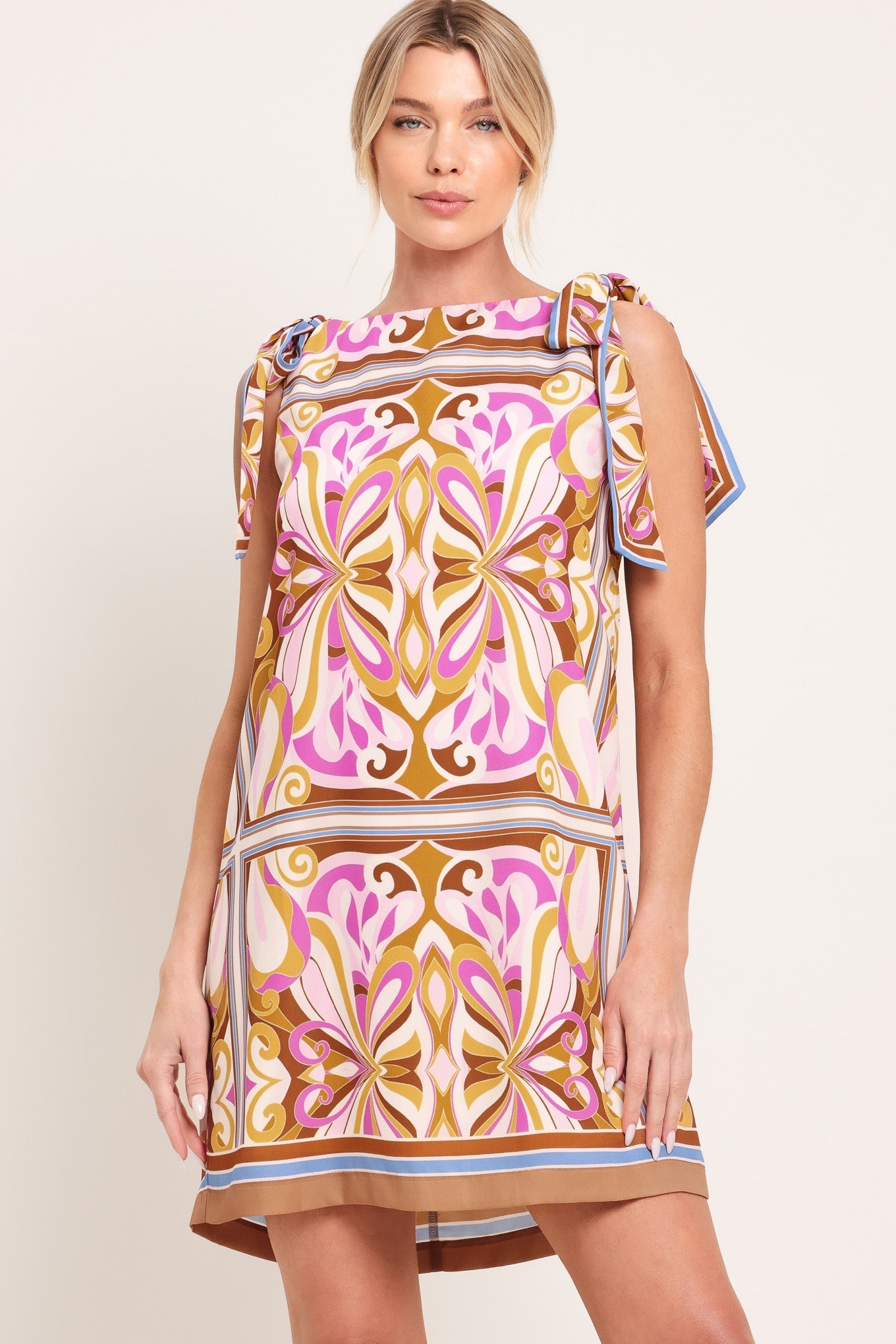GOLDEN PSYCHE WOVEN MINI DRESS Flying Tomato