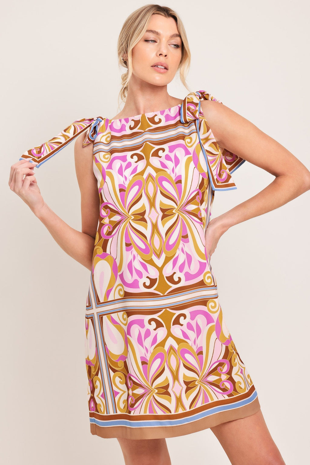GOLDEN PSYCHE WOVEN MINI DRESS Flying Tomato