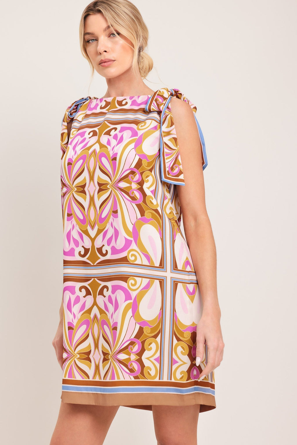 GOLDEN PSYCHE WOVEN MINI DRESS Flying Tomato