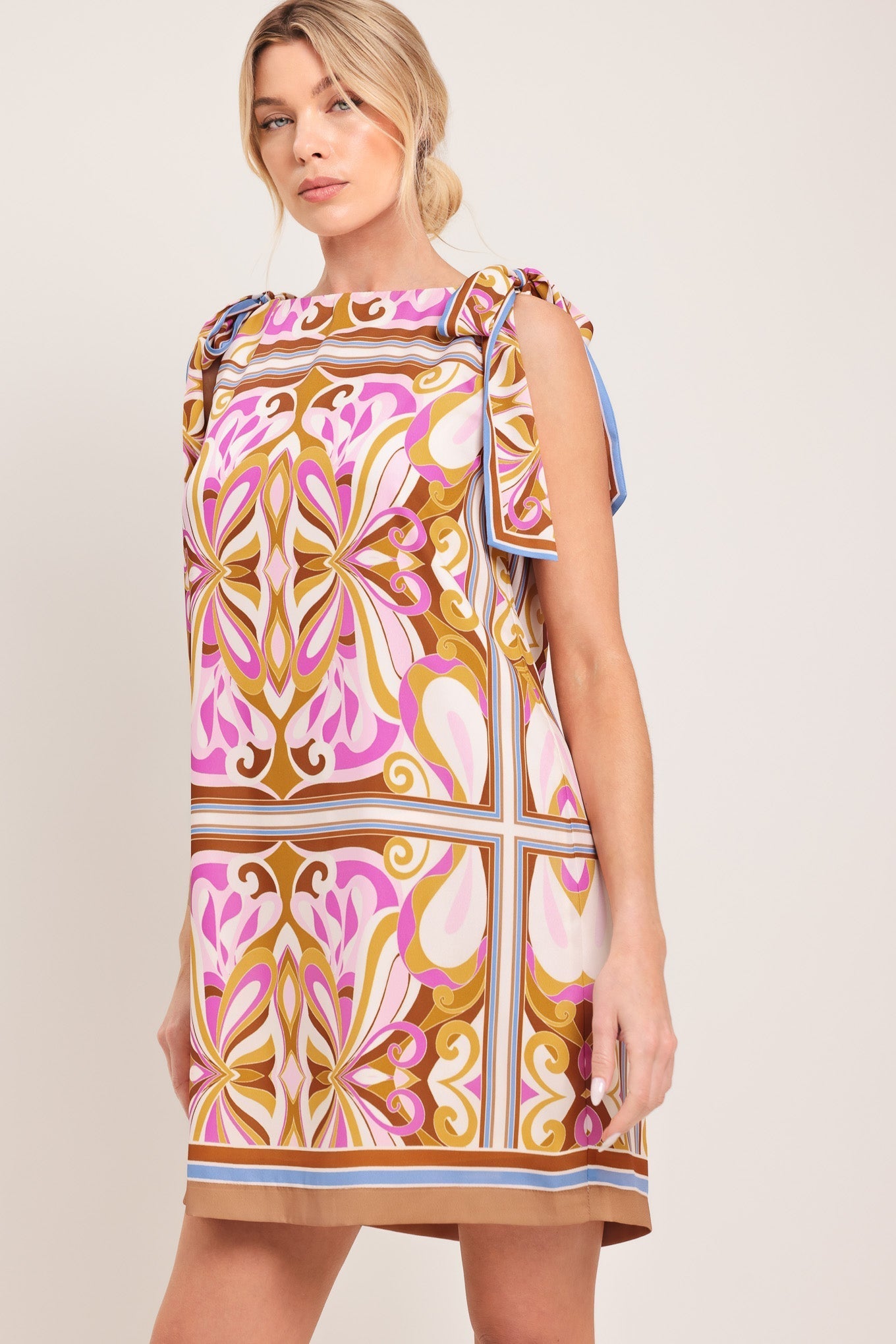GOLDEN PSYCHE WOVEN MINI DRESS Flying Tomato