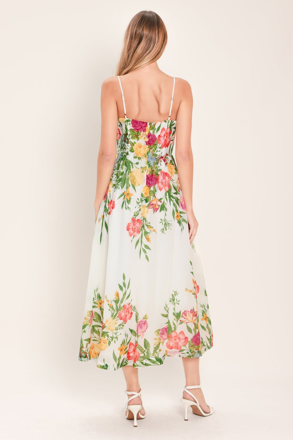 SHADOW FLORAL WOVEN MIDI DRESS Flying Tomato