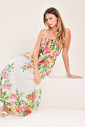 SHADOW FLORAL WOVEN MIDI DRESS Flying Tomato