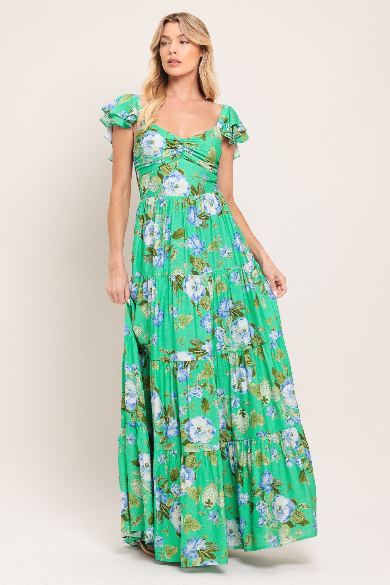 FRESH BLOSSOM WOVEN MAXI DRESS Flying Tomato
