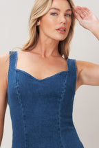 VINTAGE WAVE DENIM MINI DRESS Flying Tomato