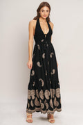 MIDNIGHT CHARM WOVEN MIDI DRESS Flying Tomato