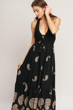 MIDNIGHT CHARM WOVEN MIDI DRESS Flying Tomato