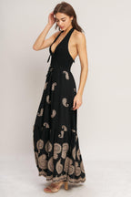 MIDNIGHT CHARM WOVEN MIDI DRESS Flying Tomato