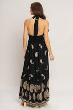 MIDNIGHT CHARM WOVEN MIDI DRESS Flying Tomato