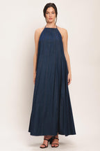QUIET STATEMENT DENIM MIDI DRESS Flying Tomato