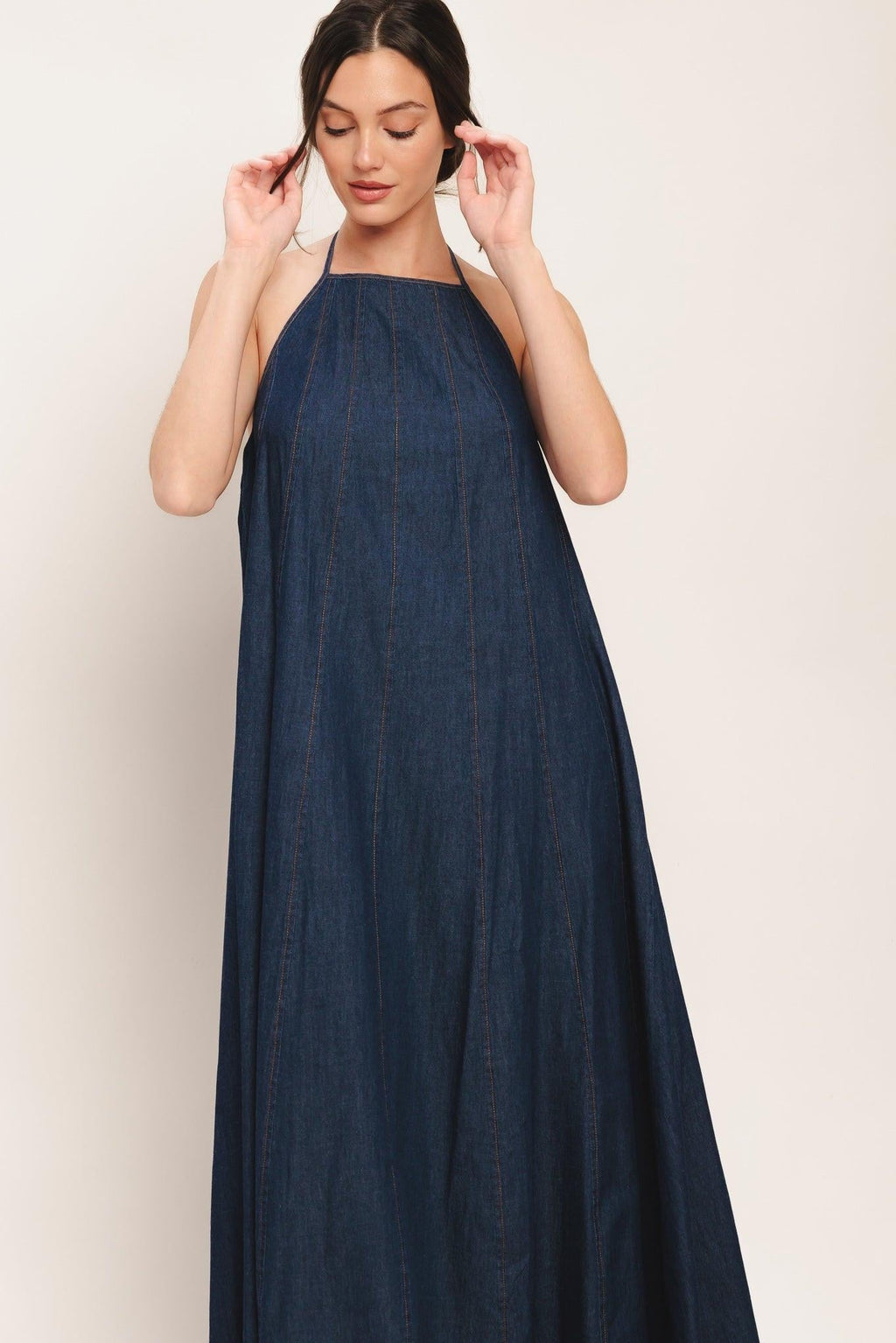 QUIET STATEMENT DENIM MIDI DRESS Flying Tomato