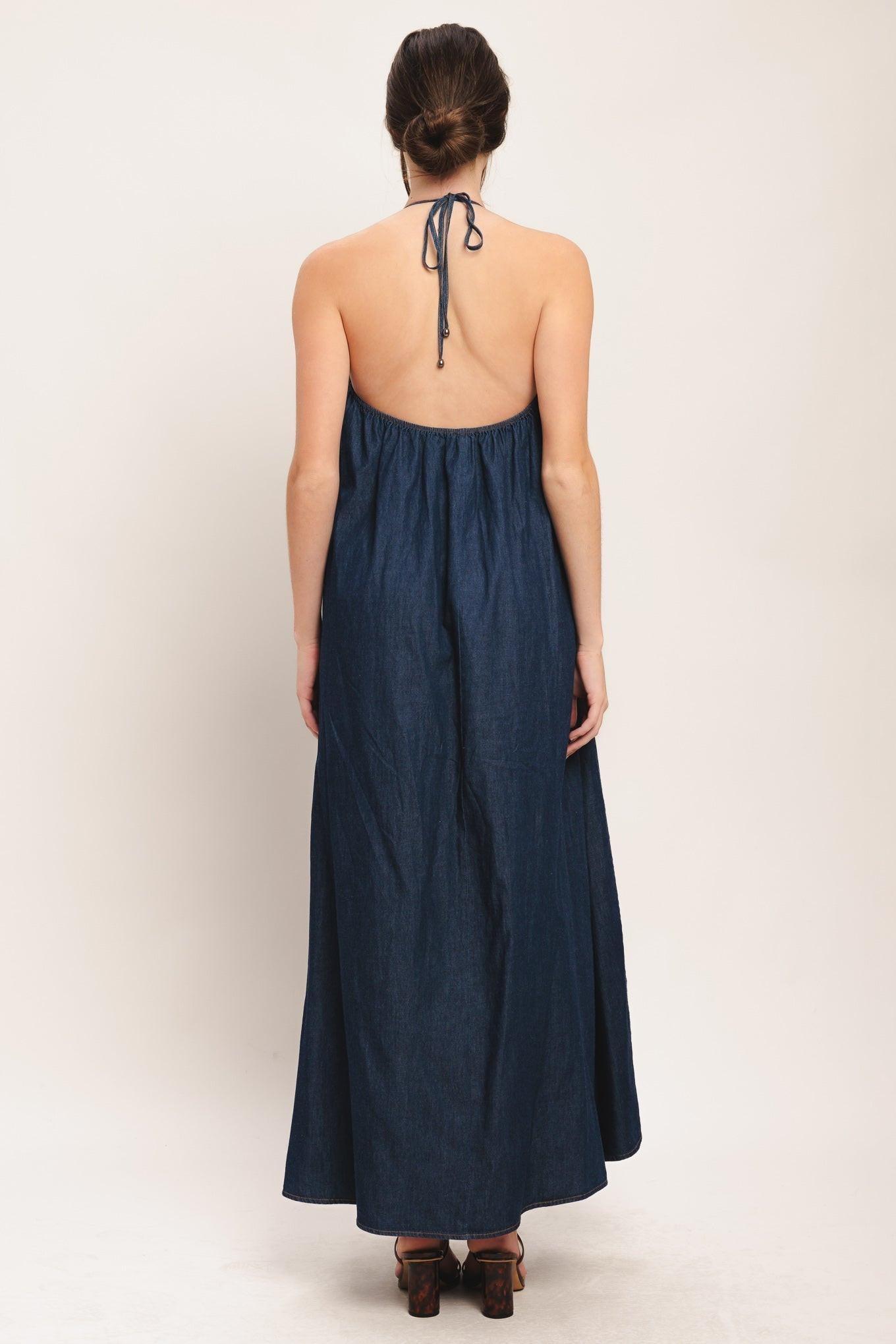 QUIET STATEMENT DENIM MIDI DRESS Flying Tomato
