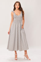 SWEET STRIPE WOVEN MIDI DRESS Flying Tomato