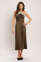 ESPRESSO CHIC WOVEN SATIN MIDI DRESS Flying Tomato
