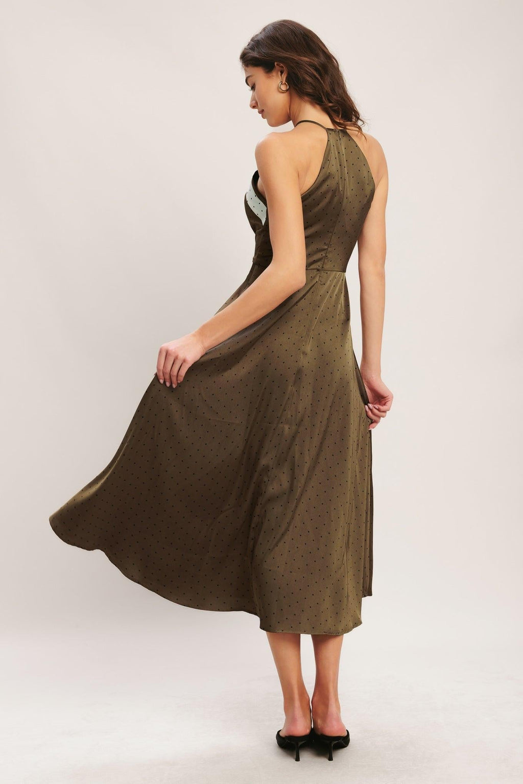 ESPRESSO CHIC WOVEN SATIN MIDI DRESS Flying Tomato