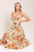 FLORAL DAYDREAM WOVEN MIDI DRESS Flying Tomato