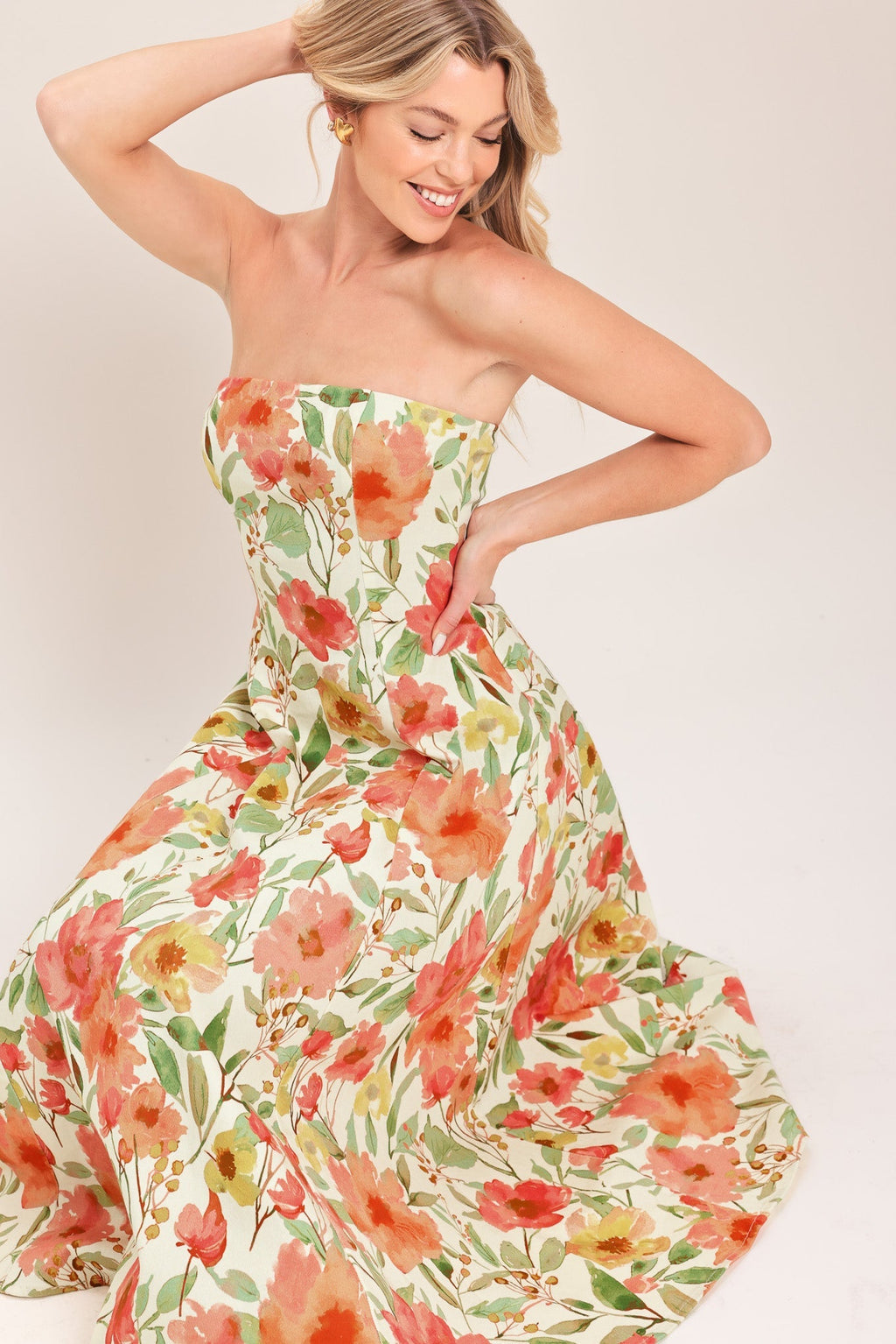 FLORAL DAYDREAM WOVEN MIDI DRESS Flying Tomato