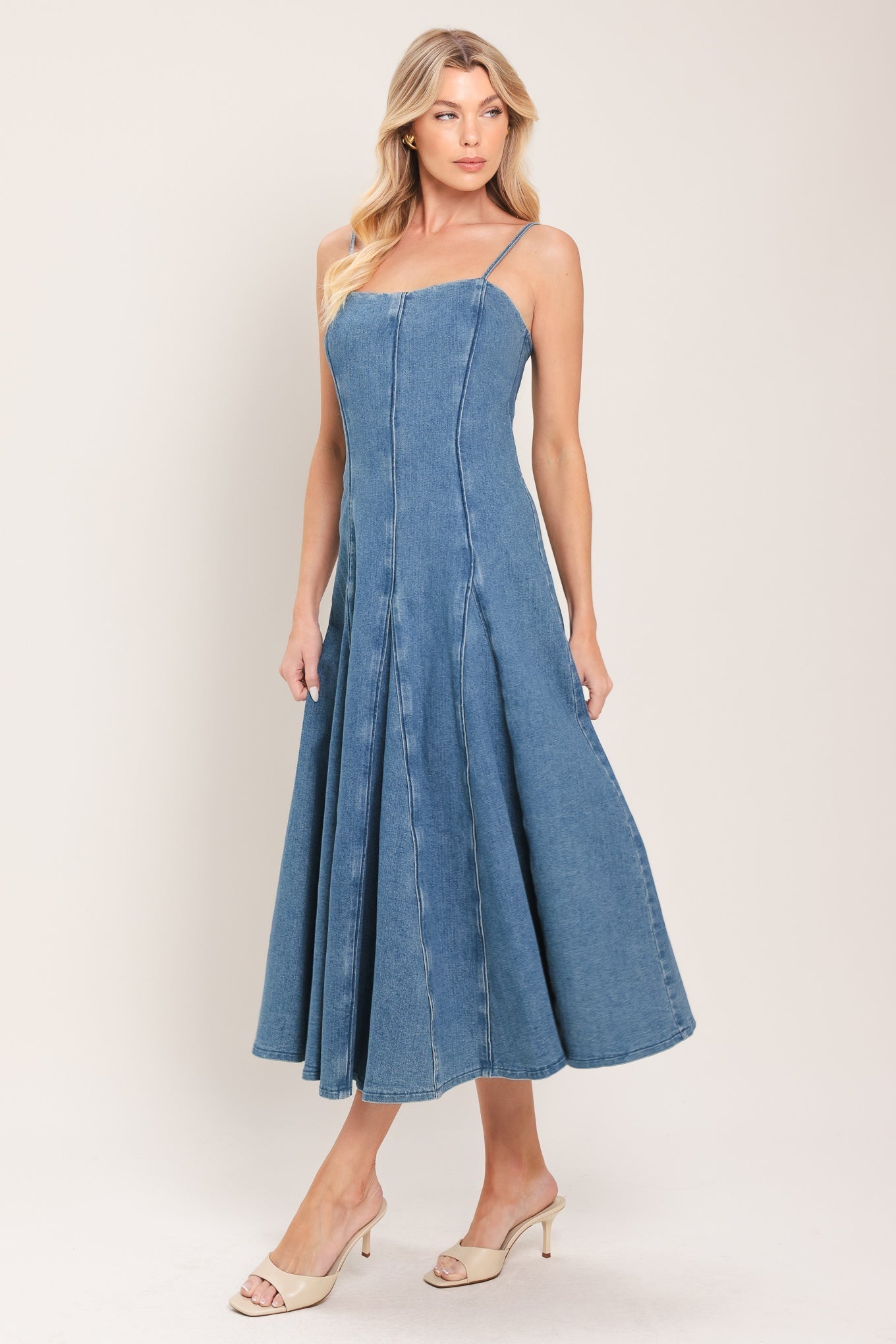 INDIGO WHISPER DENIM MIDI DRESS Flying Tomato