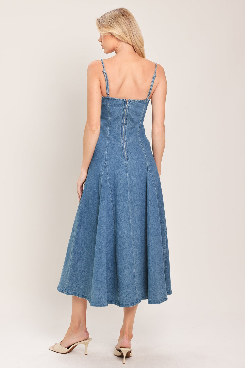INDIGO WHISPER DENIM MIDI DRESS Flying Tomato