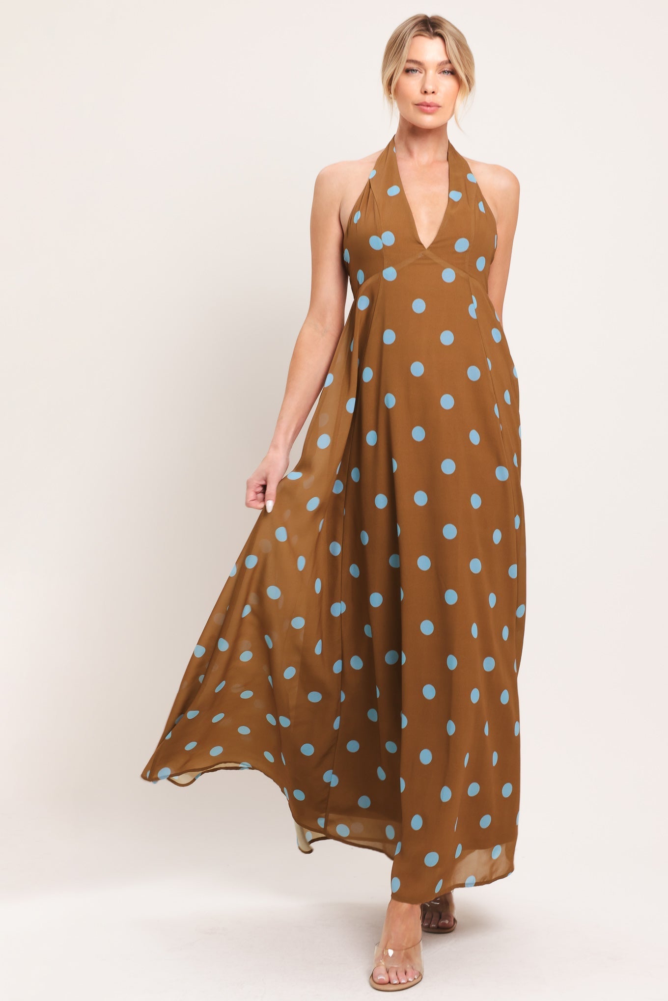 DOTTY LOVE WOVEN MIDI DRESS Flying Tomato