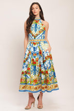 CERAMIC FLORA WOVEN MIDI DRESS Flying Tomato