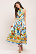 CERAMIC FLORA WOVEN MIDI DRESS Flying Tomato