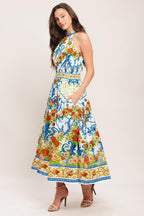 CERAMIC FLORA WOVEN MIDI DRESS Flying Tomato