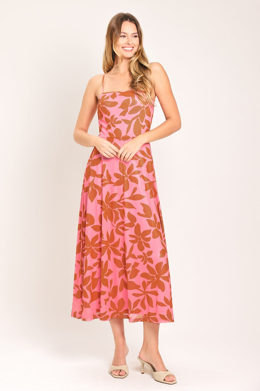 ROSY HAVEN POWER MESH MIDI DRESS Flying Tomato