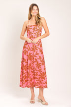ROSY HAVEN POWER MESH MIDI DRESS Flying Tomato