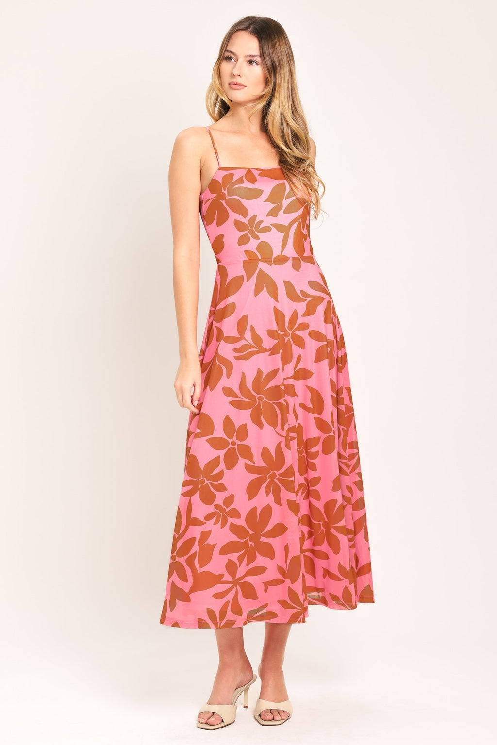 ROSY HAVEN POWER MESH MIDI DRESS Flying Tomato