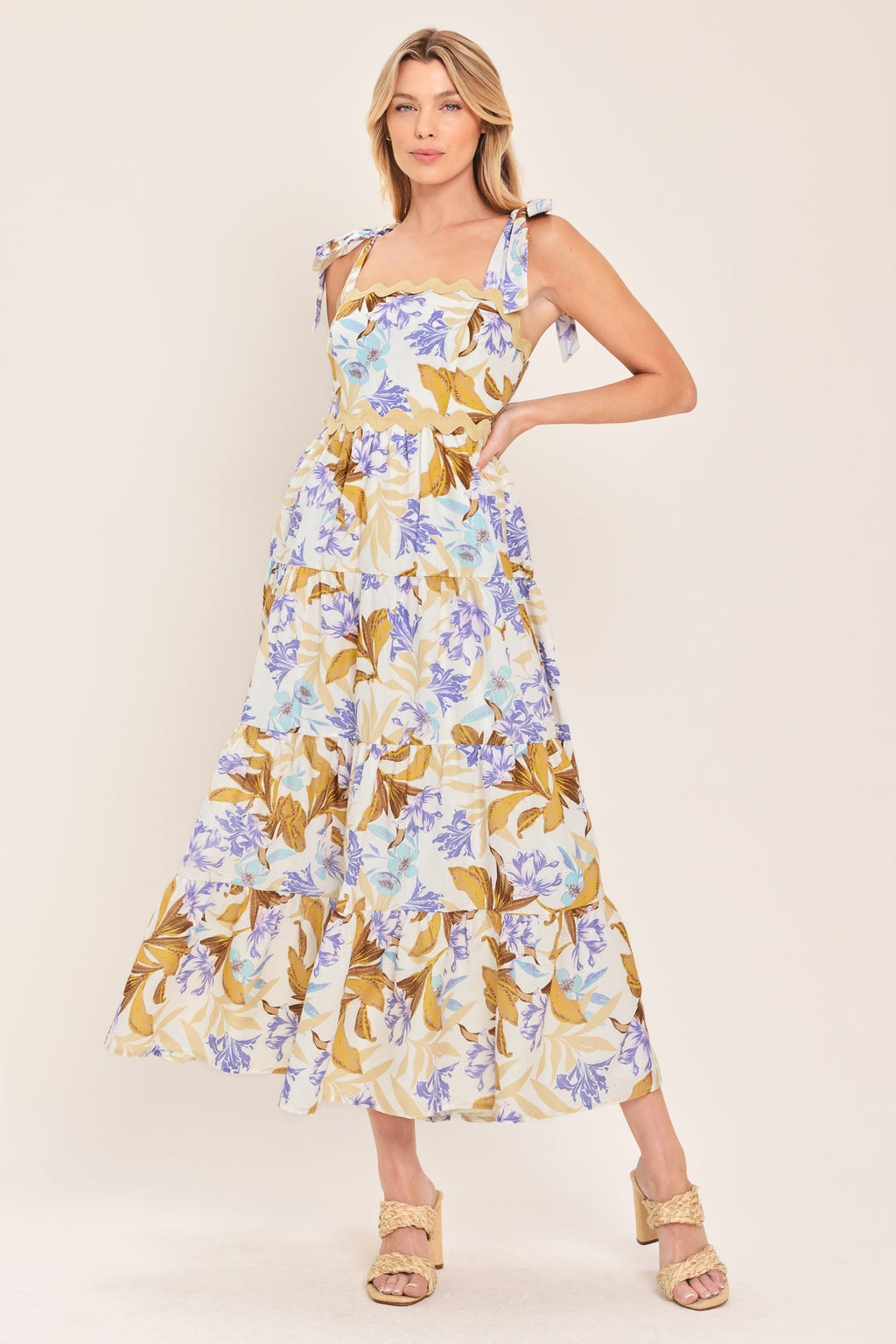 SOFTLY SUNKISSED WOVEN MIDI DRESS Flying Tomato