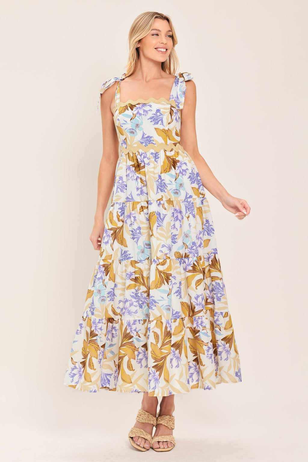 SOFTLY SUNKISSED WOVEN MIDI DRESS Flying Tomato