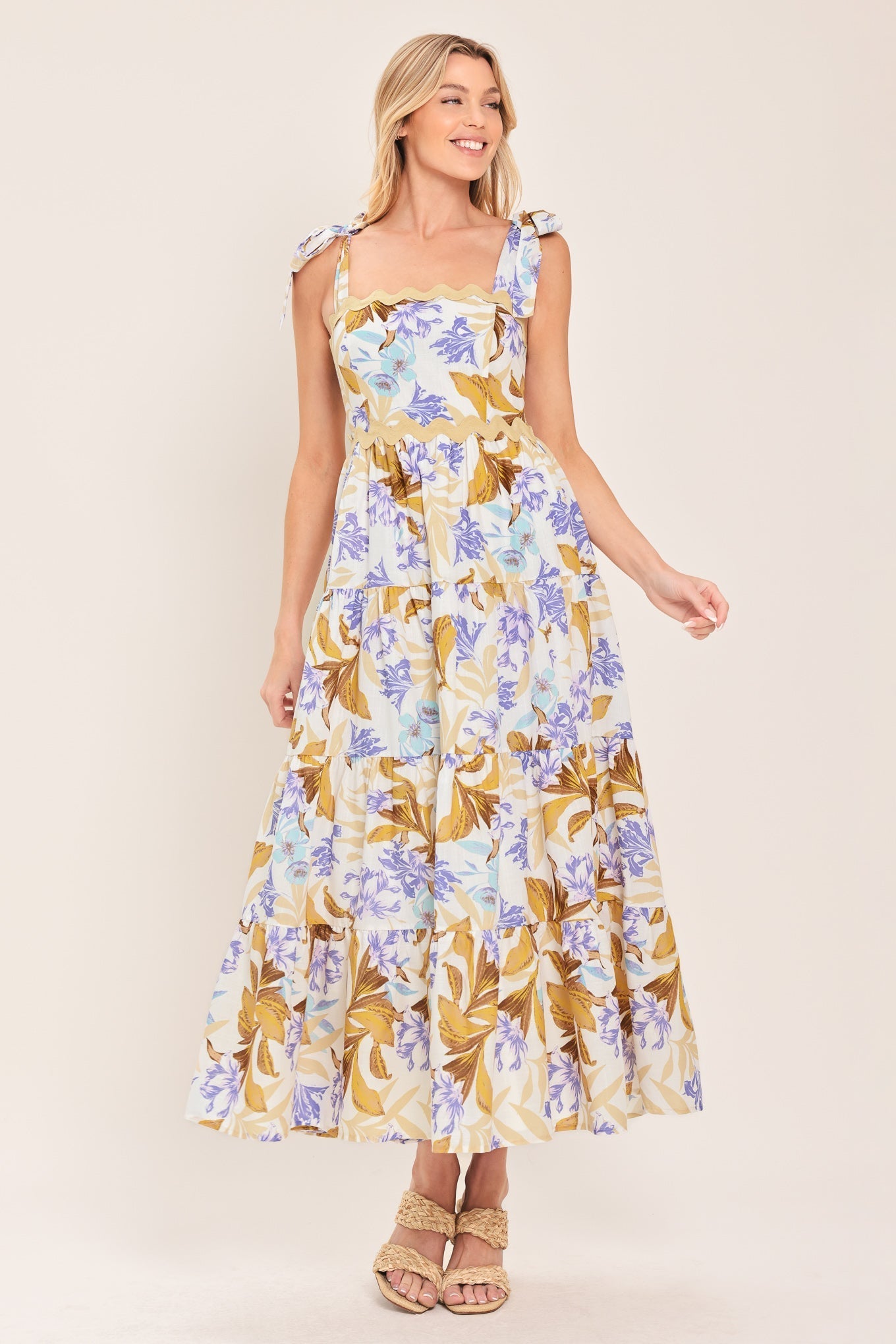 SOFTLY SUNKISSED WOVEN MIDI DRESS Flying Tomato