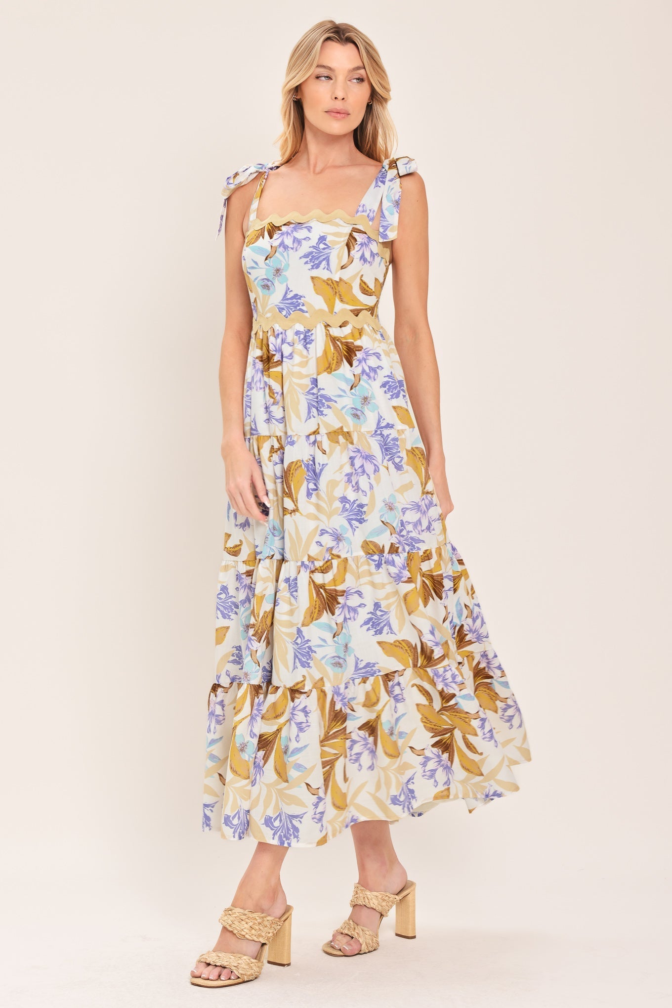SOFTLY SUNKISSED WOVEN MIDI DRESS Flying Tomato