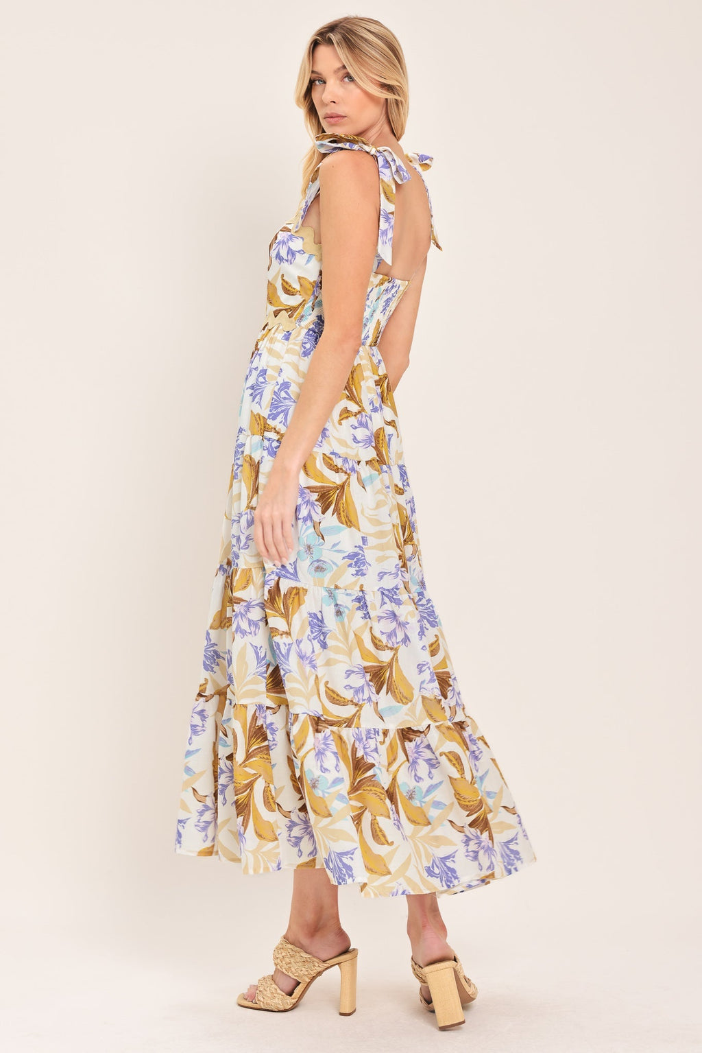 SOFTLY SUNKISSED WOVEN MIDI DRESS Flying Tomato