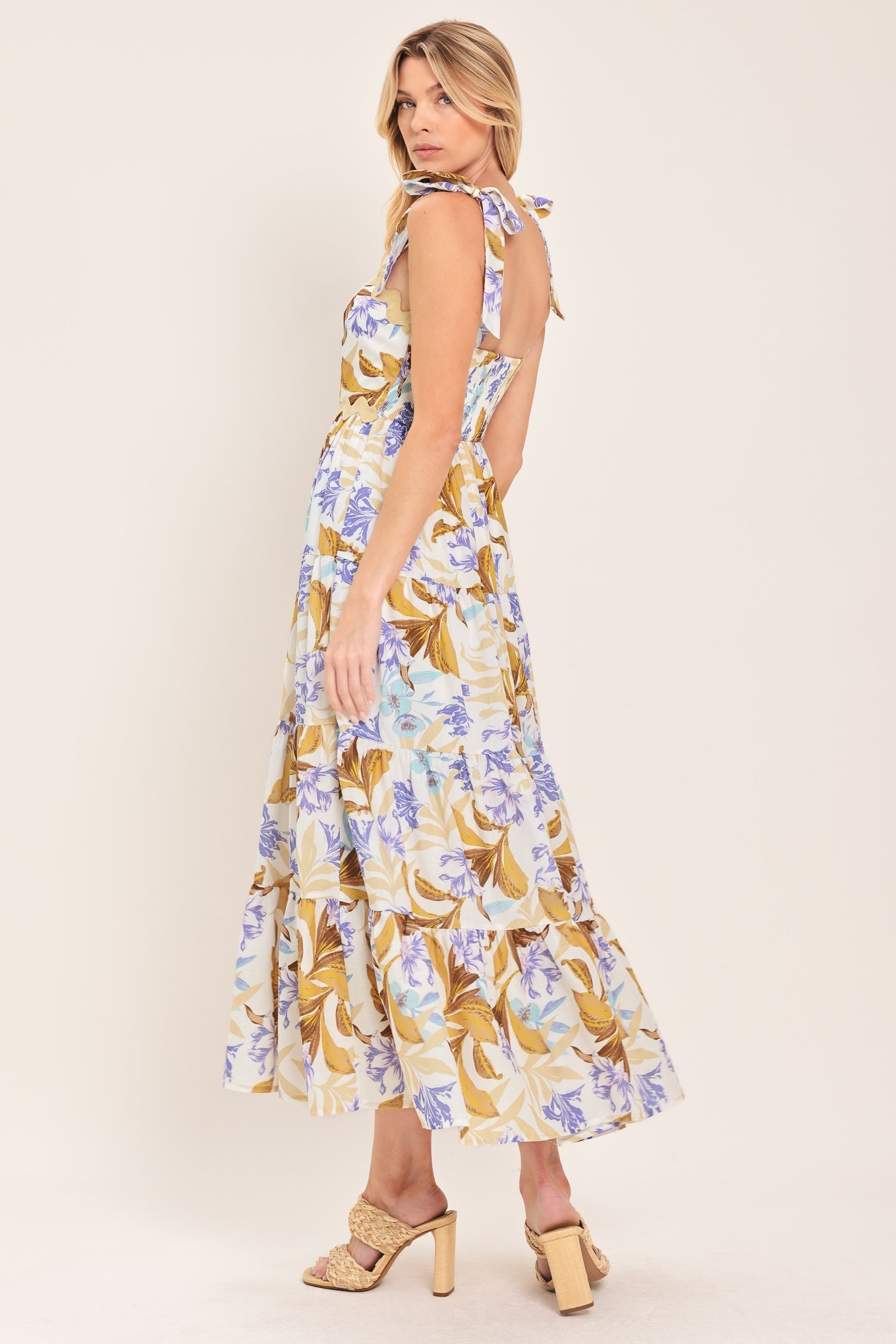 SOFTLY SUNKISSED WOVEN MIDI DRESS Flying Tomato
