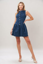 MODERN SWEET DENIM MINI DRESS Flying Tomato