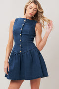 MODERN SWEET DENIM MINI DRESS Flying Tomato