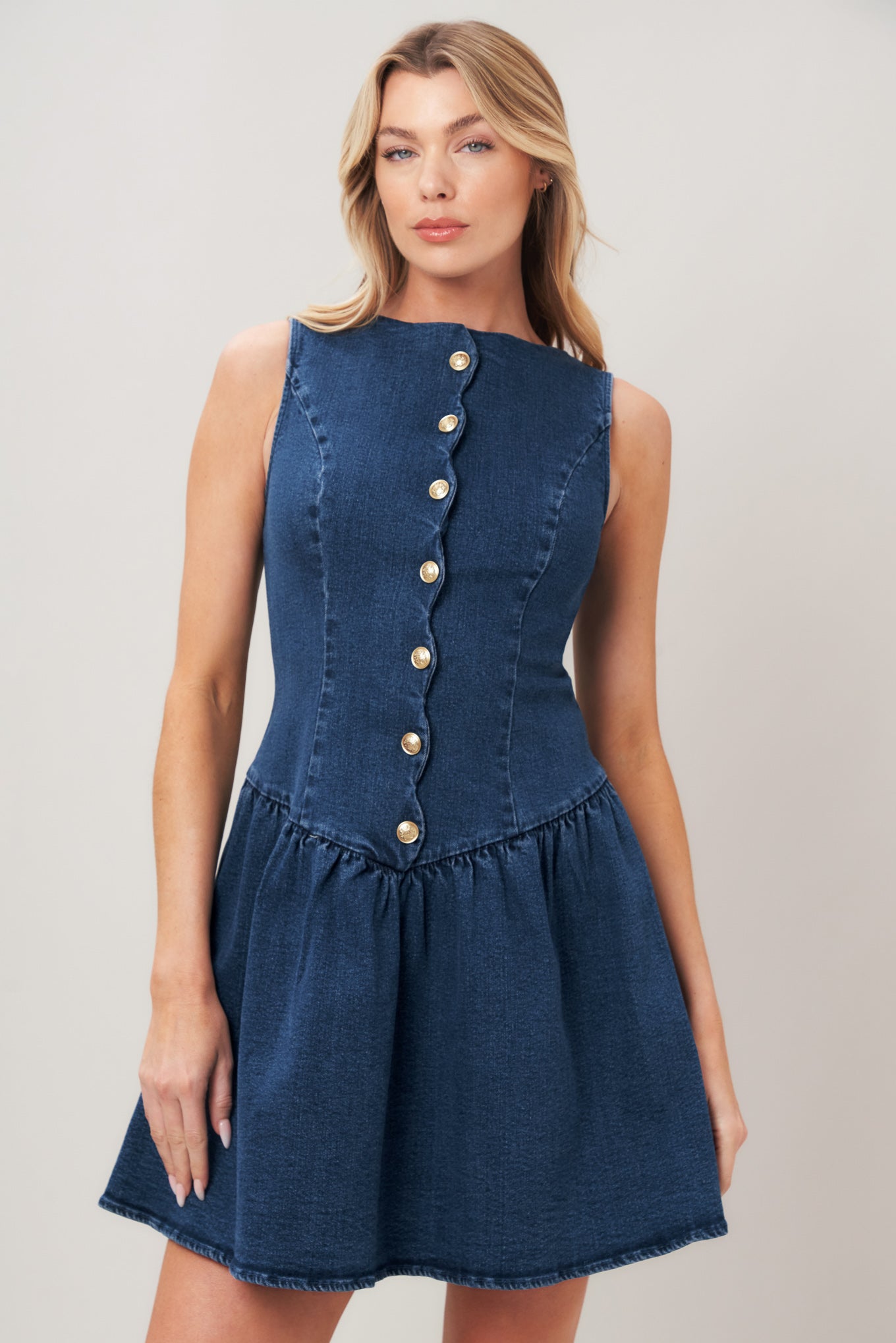 MODERN SWEET DENIM MINI DRESS Flying Tomato