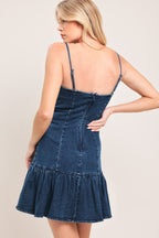 RIVET ROMANCE DENIM MINI DRESS Flying Tomato