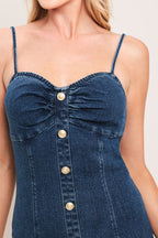 RIVET ROMANCE DENIM MINI DRESS Flying Tomato