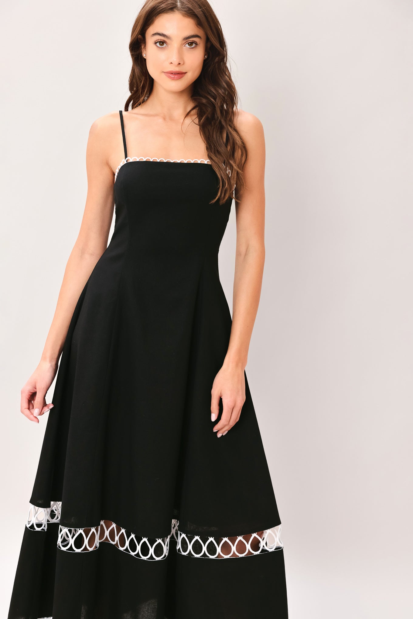 NOIR WHISPER WOVEN MIDI DRESS Flying Tomato