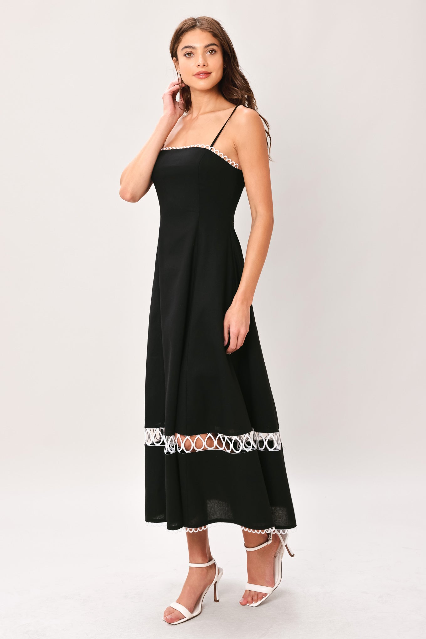 NOIR WHISPER WOVEN MIDI DRESS Flying Tomato