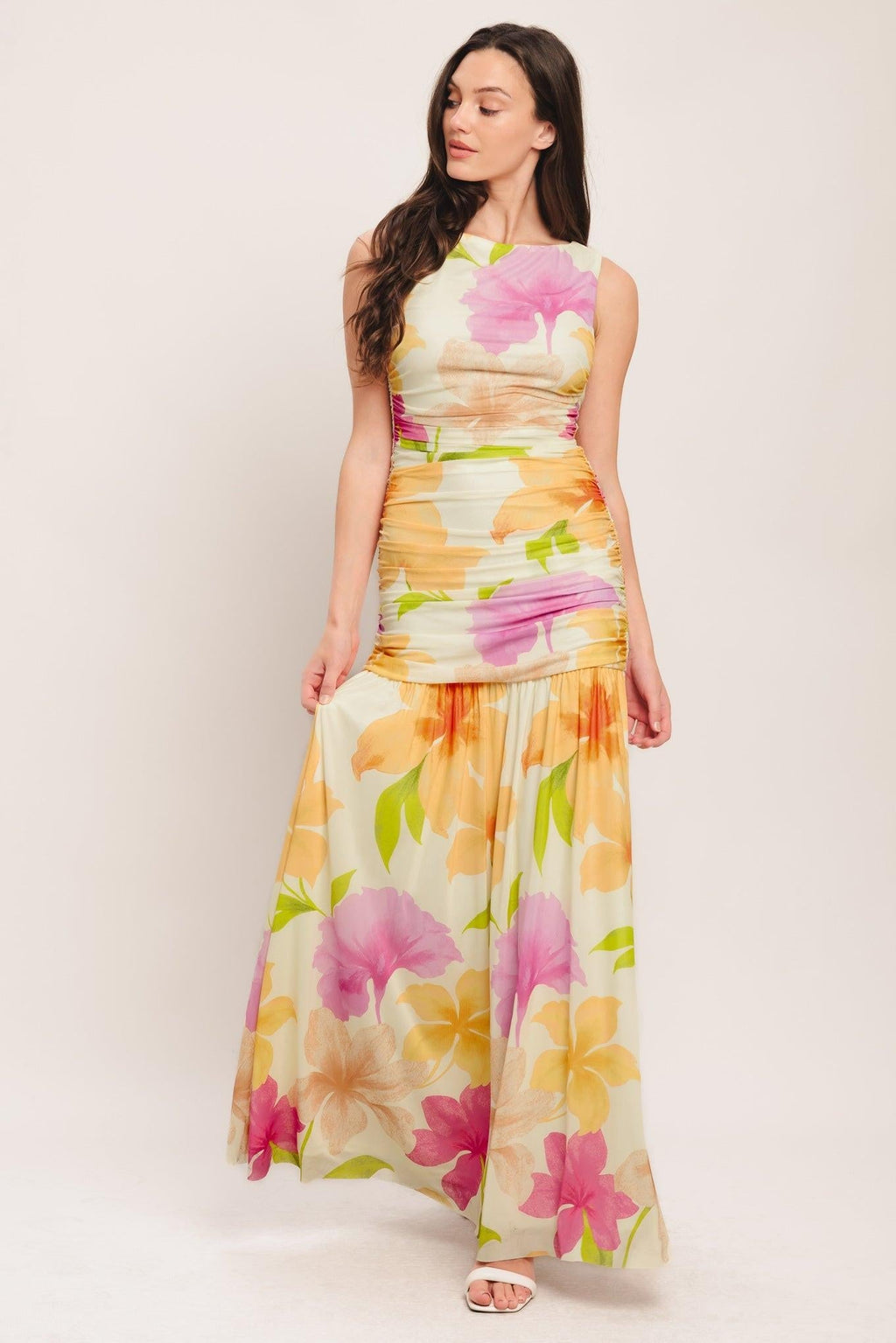 WARM BREEZE BLOOMS POWER MESH MAXI DRESS Flying Tomato