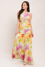 WARM BREEZE BLOOMS POWER MESH MAXI DRESS Flying Tomato