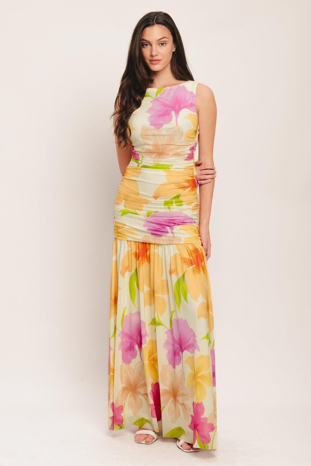 WARM BREEZE BLOOMS POWER MESH MAXI DRESS Flying Tomato