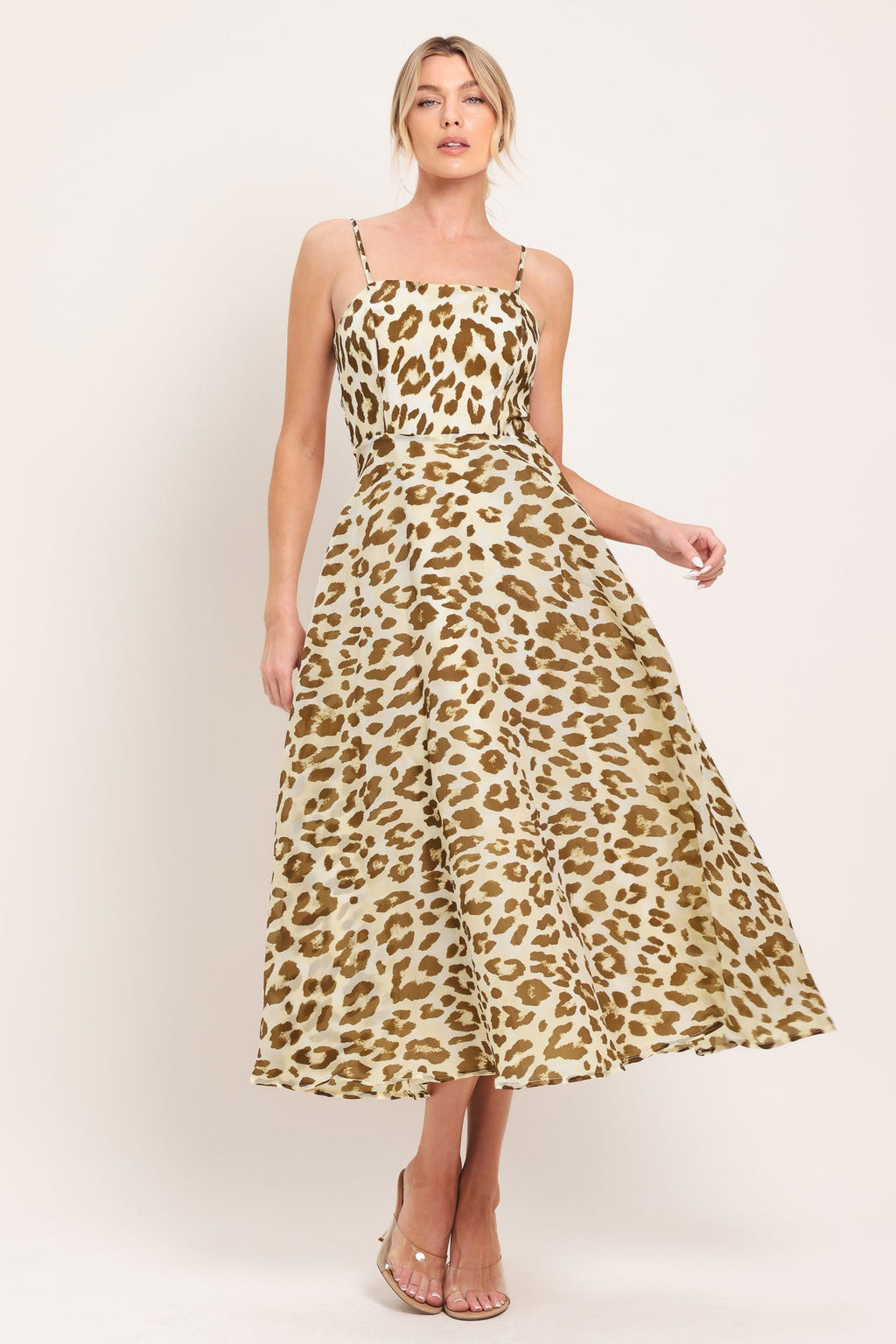 LEOPARD GRACE WOVEN MIDI DRESS Flying Tomato