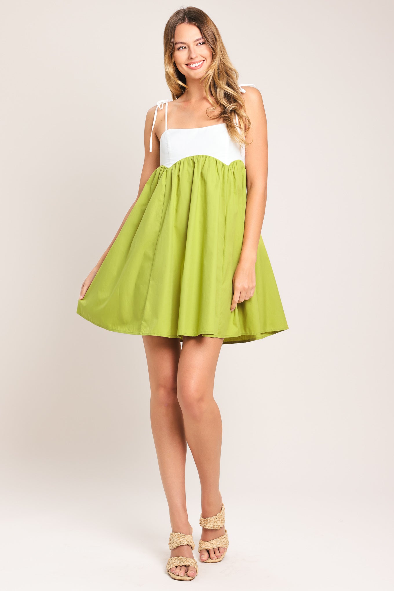 PLAYFUL LIME WOVEN MINI DRESS Flying Tomato
