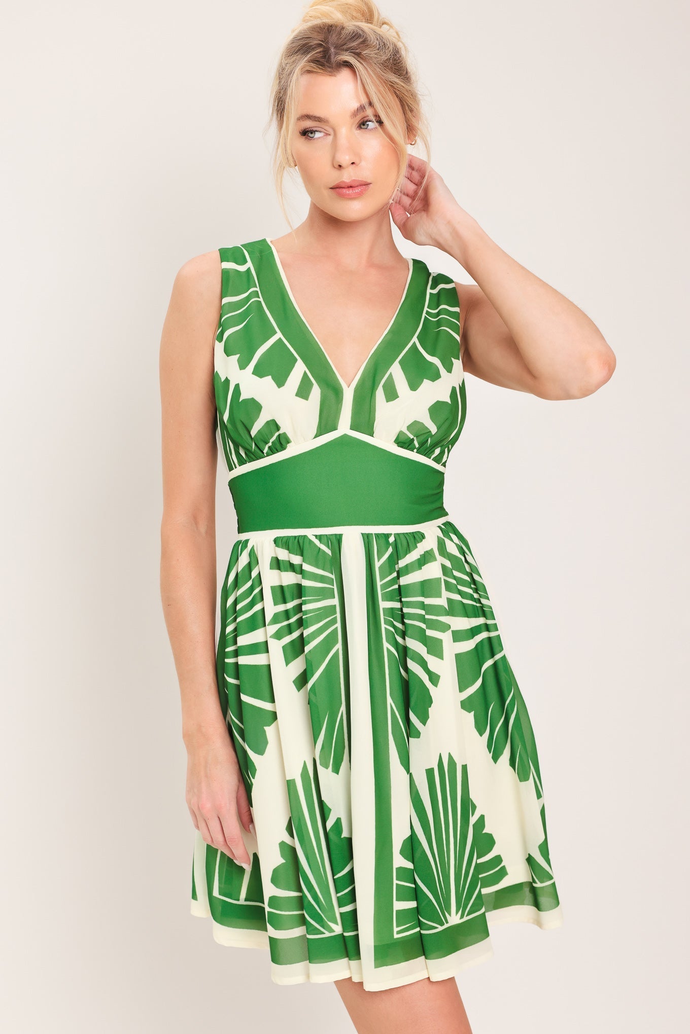PALM BREEZE WOVEN MINI DRESS Flying Tomato