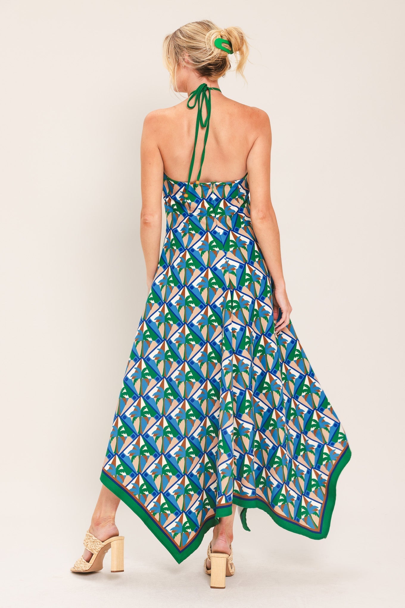 TROPICAL TEMPTATION HALTER WOVEN MIDI DRESS Flying Tomato